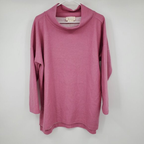 NWT By Anthropolgie Long Sleeved Mock Neck Tunic Sweater Medium Cozy Boho Basics - Picture 2 of 16